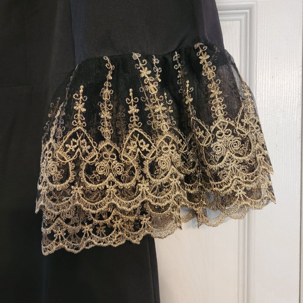 Tuckernuck Black Maxi Dress with Gold Lace Accents - Picture 6 of 9